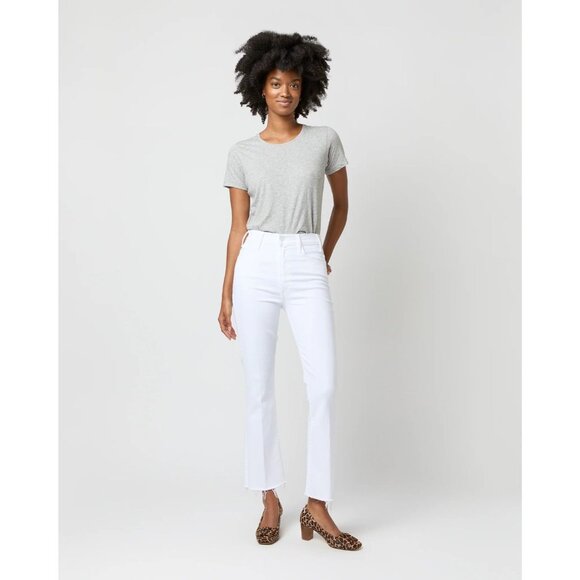 MOTHER The Hustler Ankle Fray Fairest of Them All White Flare Jeans, Size 26 - Picture 1 of 16
